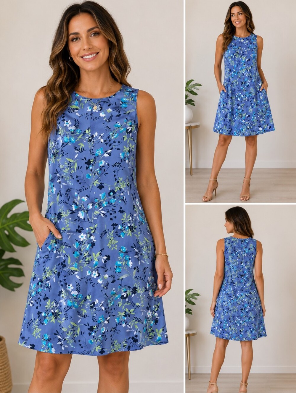 New York & Co Blue Floral Dress NWT Sleeveless Spring Summer Dress